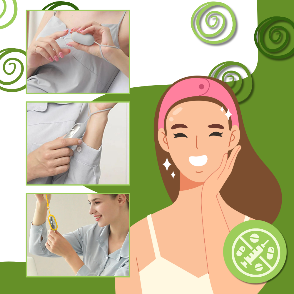 Aparelho relaxante Eotia para massagem e relaxamento com acupressão, na cor azul, usado nas costas e ombros.