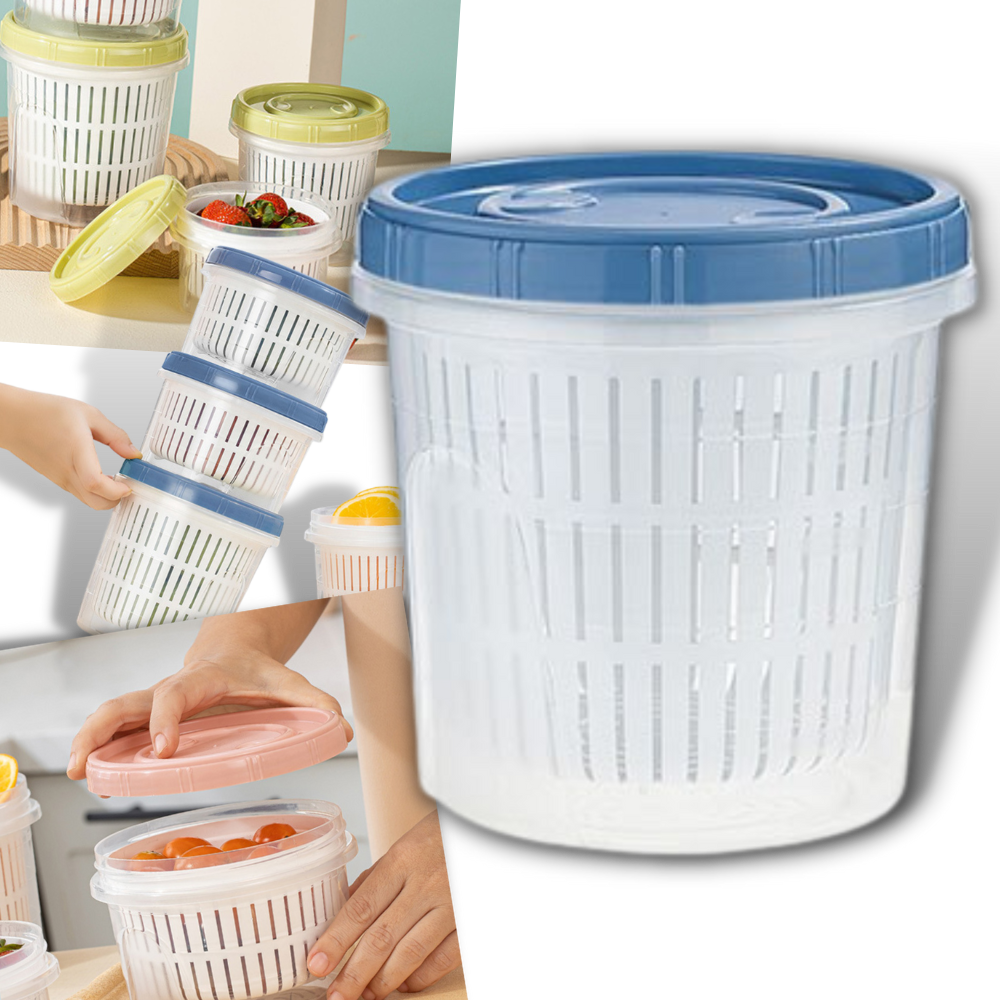 Recipiente alimentar empilhável com escorredor, recipiente de plástico azul para armazenamento de alimentos, marca Epackagesupply