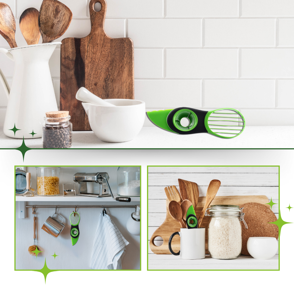 Ferramenta ergonômica multifuncional da Etcbuys para cortar abacates, utensílio de cozinha prático e eficiente.