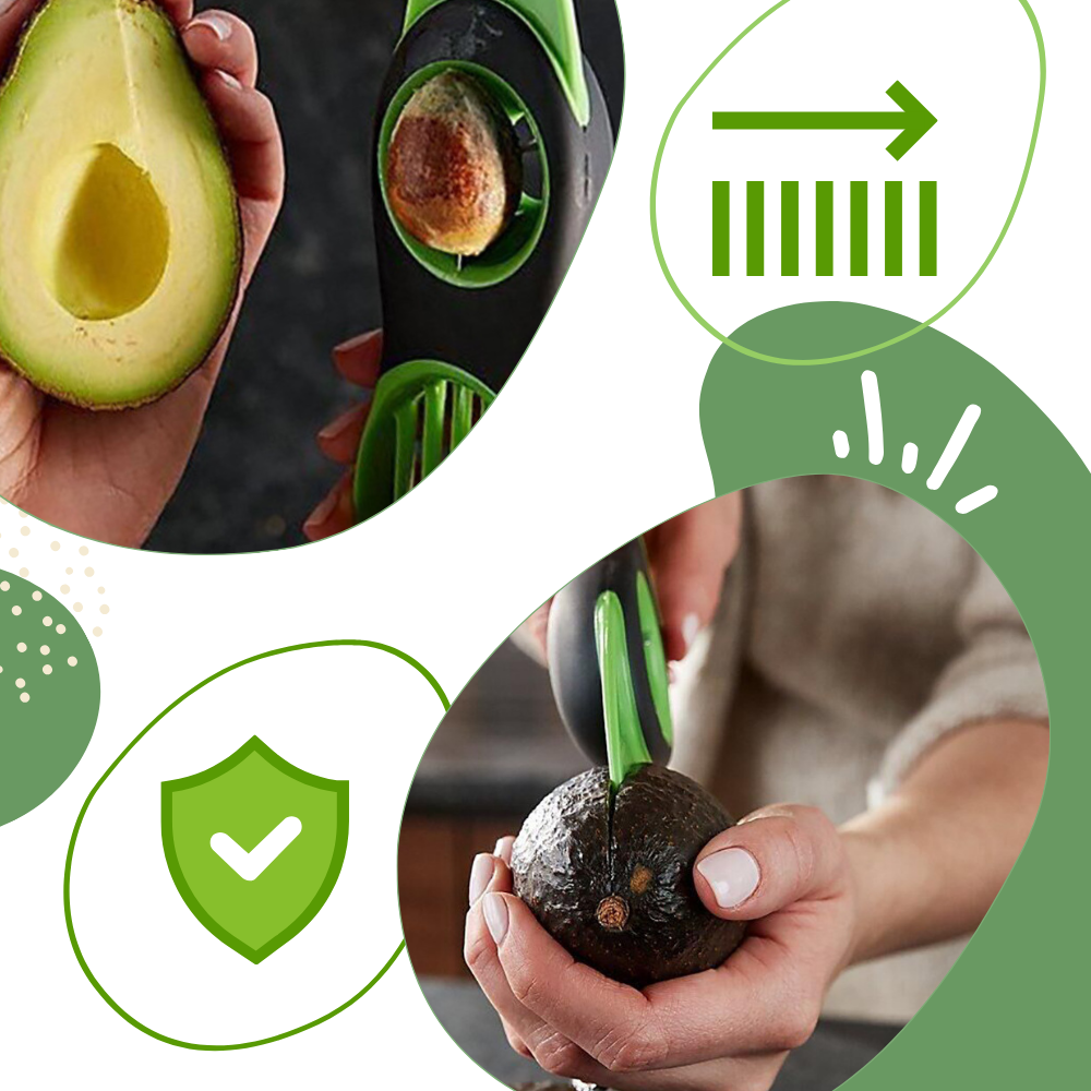Ferramenta ergonômica multifuncional da Etcbuys para cortar abacates, com design seguro e estável, utensílio de cozinha prático.