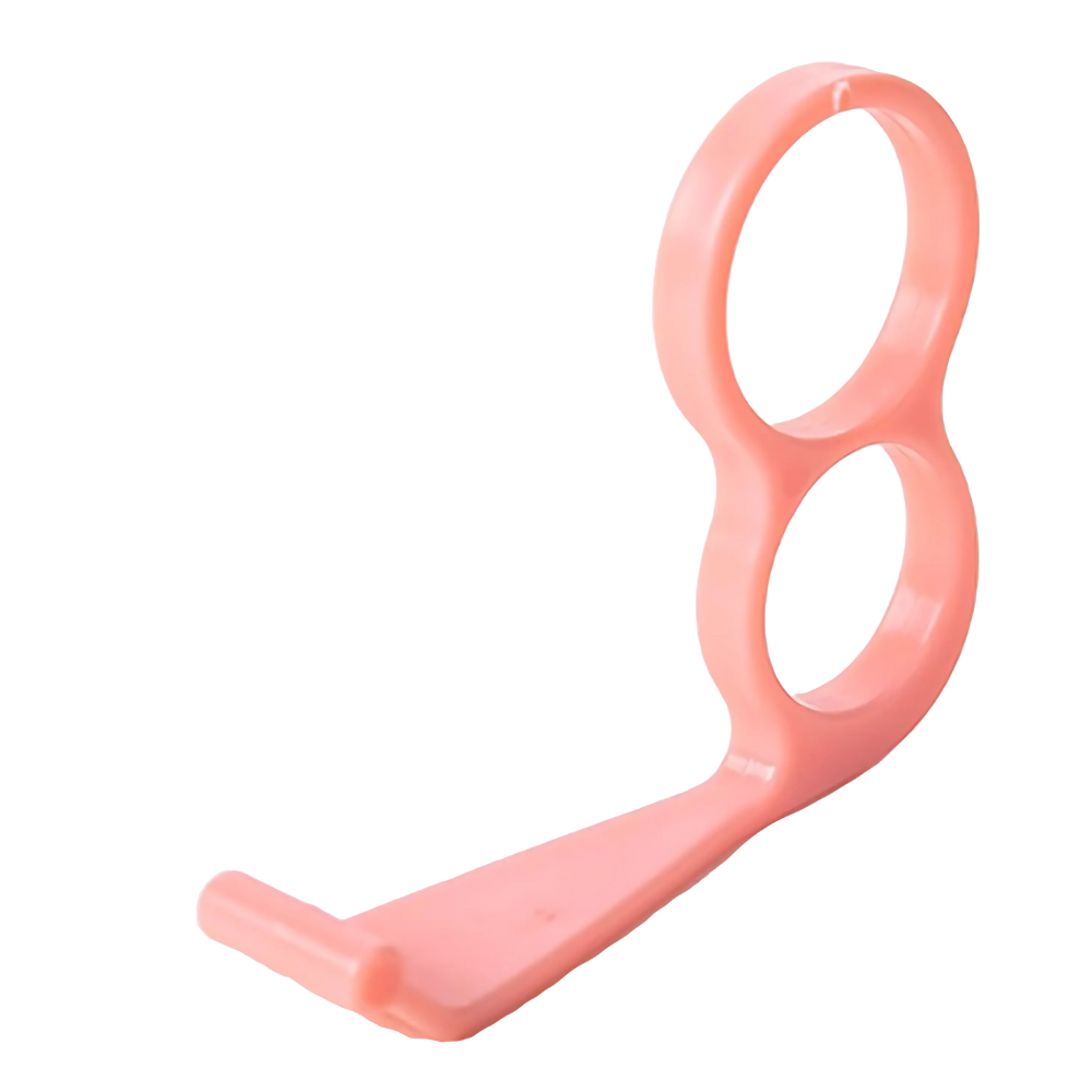 Suporte de telefone sem fio Besufy em rosa, ergonômico, com alça para dedos, ideal para uso confortável e seguro.