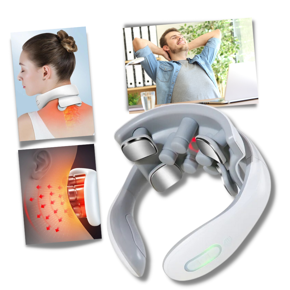 Masseur elétrico Everso de quatro cabeças para pescoço e ombros, dispositivo de massagem e relaxamento.