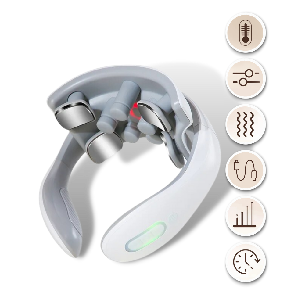 Massajador Everso com quatro cabeças para pescoço e ombros, dispositivo de massagem e relaxamento.