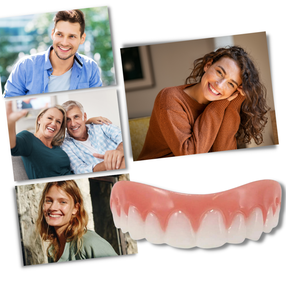 Facetes dentaires à clipser Everso, soins buccaux pour améliorer l'apparence des dents, visible en image.