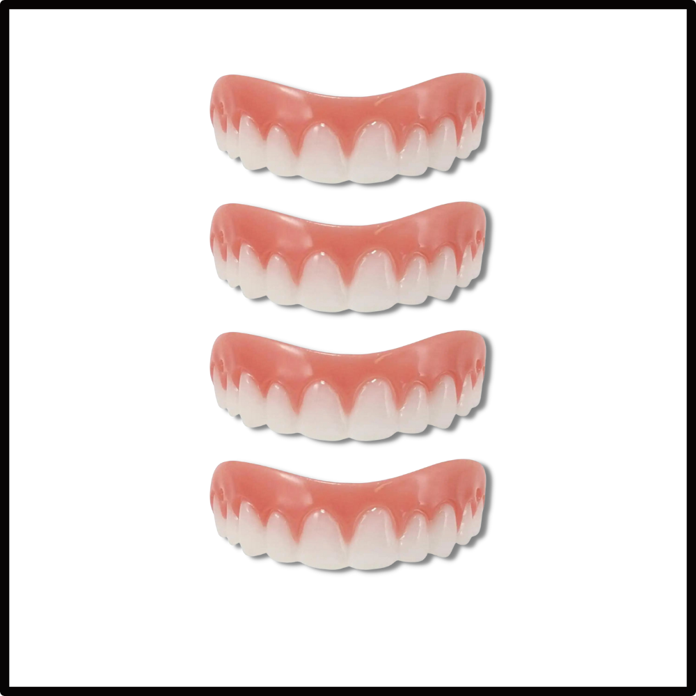 Facettes dentaires à clipser Everso, soins buccaux, image mostrando as facetas de dentes temporárias ou de proteção oral.