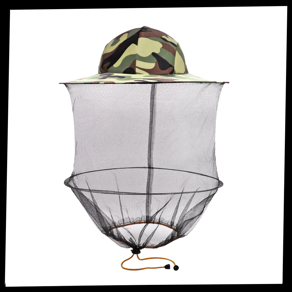 Chapéu de apicultor em camuflagem para jardinagem da marca Evinis, proteção para trabalhos com abelhas ao ar livre.