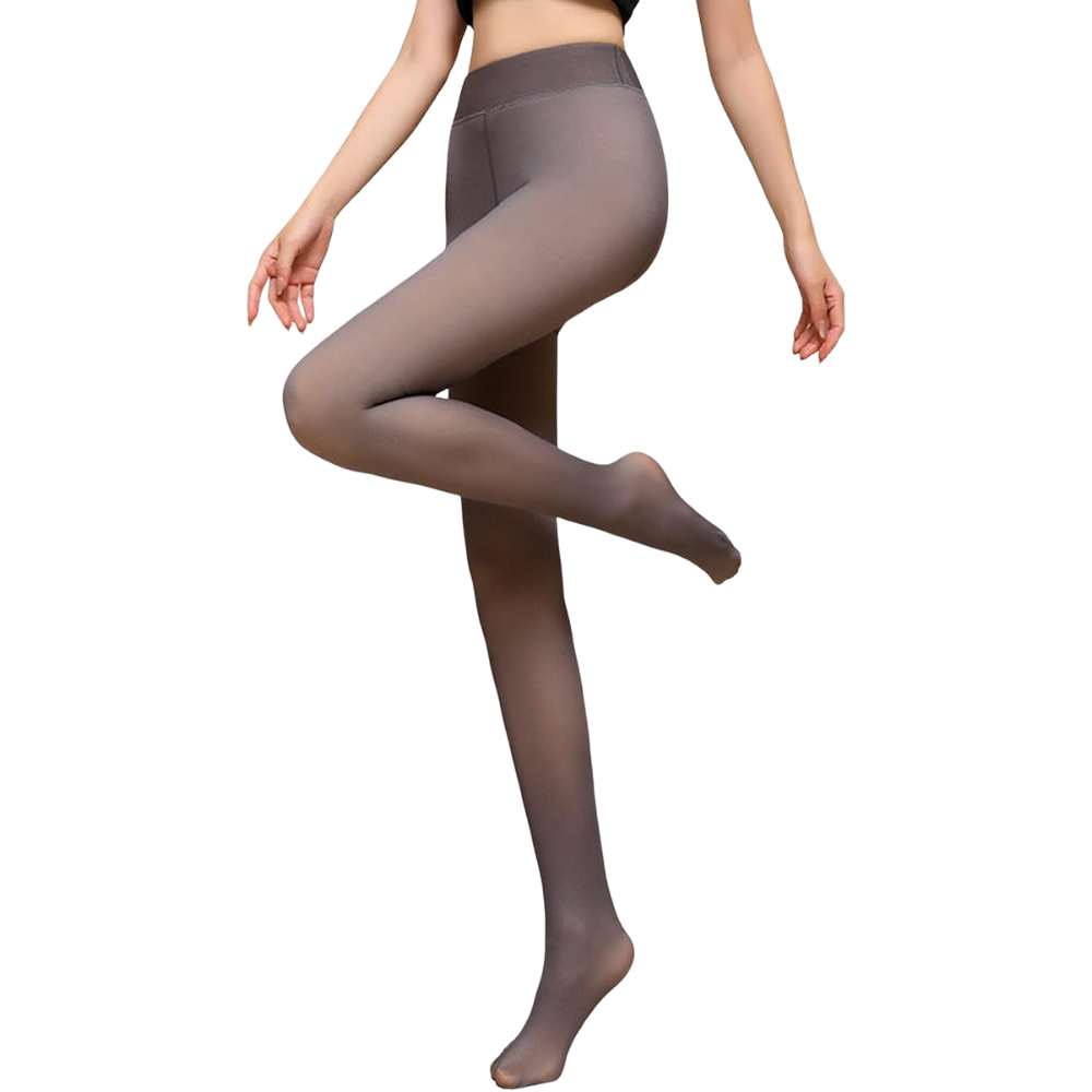 Meia-calça falsa translucida com forro de lã polar cinza, produto da marca Smallbee, para conforto e aquecimento.