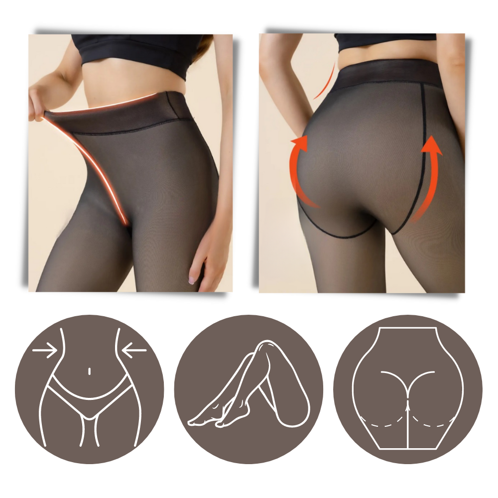 Meia calça translúcida falsa com forro de lã polar, da marca Smallbee, ideal para conforto e estilo em roupas íntimas.