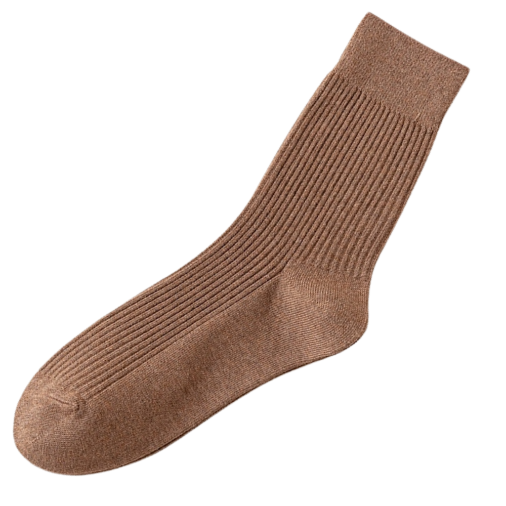 Chaussettes côtelées cinza escuro para homens da marca Farm To Feet, duas pares de meias confortáveis e duráveis.