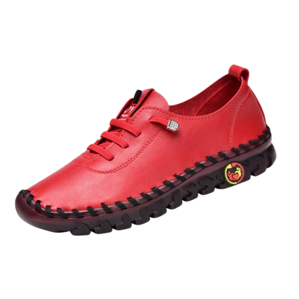 Sapatos ortopédicos de moda vermelhos da marca BI04329, com design elegante e confortável para uso diário.