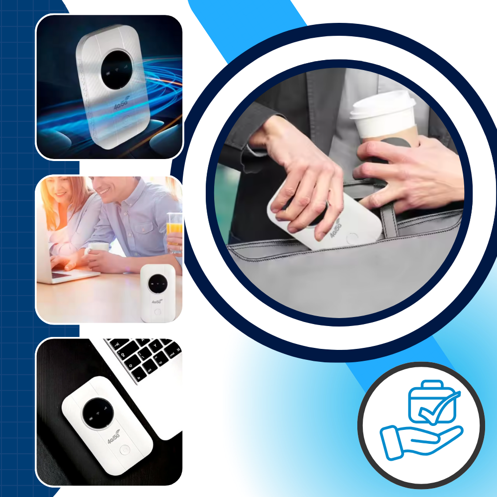 Ponto de acesso WiFi portátil Vito com conexão rápida, ideal para internet móvel e conexão de dispositivos em movimento.