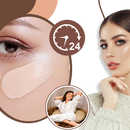 Base líquida Magic 4 em 1 da FebMiss, cosméticos com acabamento uniforme e natural, mostrada na embalagem e aplicador.