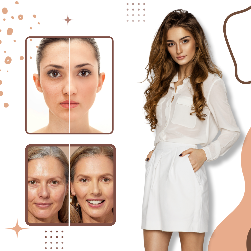 Base líquida Magic 4 em 1 da FebMiss, cosméticos com acabamento uniforme e natural, visível na embalagem do produto.