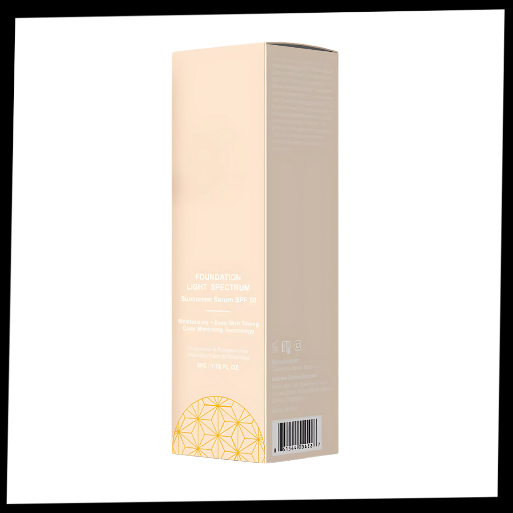 Base líquida Magic 4 em 1 da FebMiss, cosméticos, com embalagem e textura visíveis na imagem.