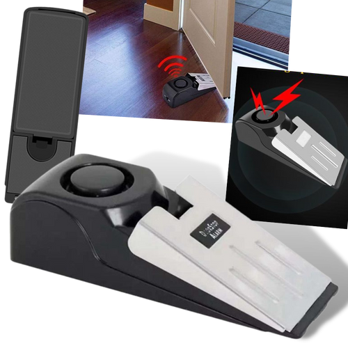 Alarme de segurança com cale-porte Febmiss, peça de quincaillerie para portas, visível na imagem com detalhes do produto.