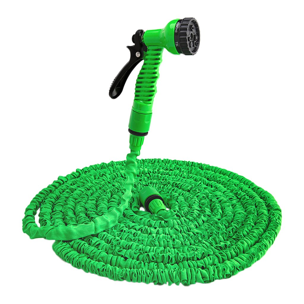 Tubo de irrigação extensível Felji com pulverizador para jardinagem, mostrando o tubo flexível e spray ajustável.