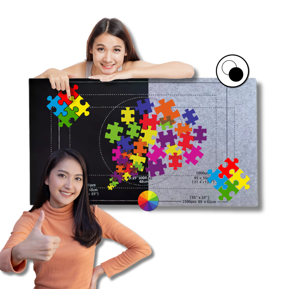 Tapete de feltro para quebra-cabeças Homyl, enrolável, com áreas de separação para facilitar a organização e o armazenamento.