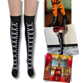 Meias de compressão festivas com motivos de Halloween da Elegant Moments, design colorido e confortável para uso diário.
