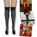 Meias de compressão festivas com motivos de Halloween da Elegant Moments, design colorido e confortável para uso diário.