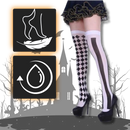Meias de compressão com desenhos festivos de Halloween da Elegant Moments, suporte confortável e estilo temático.