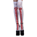 Meias de compressão com estampa festiva de Halloween, design de dentes de vampiro em branco, da marca Elegant Moments.
