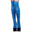 Meias de compressão com motivos festivos de Halloween, design vibrante em azul e preto, da marca Elegant Moments.