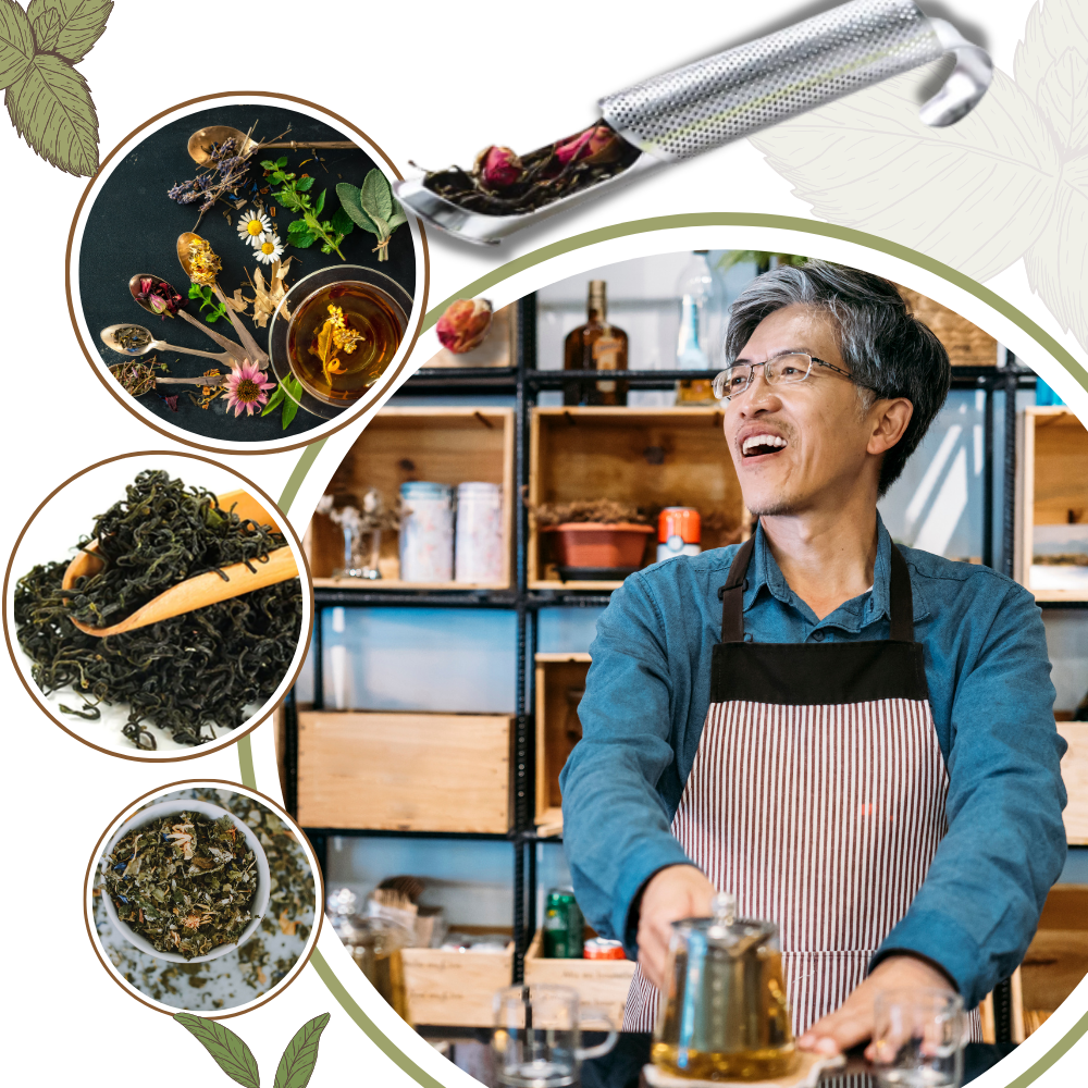 Peneira de chá em aço inoxidável com malha fina para infusões e cerimônias de chá.