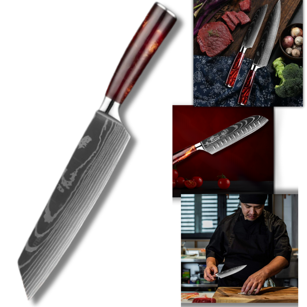Conjunto de facas japonesas Firestone da Vinvar, utensílios de cozinha com lâminas afiadas e cabos ergonômicos.