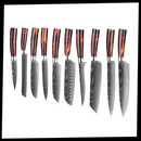 Conjunto de 10 facas japonesas da série Firestone da Vinvar, utensílios de cozinha com lâminas afiadas e cabos ergonômicos
