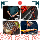 Conjunto de facas japonesas da série Firestone da Vinvar, utensílios de cozinha com lâminas afiadas e desempenho duradouro.