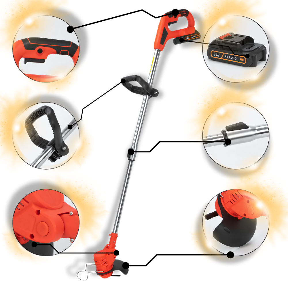 Corte-bordas sem fio 3 em 1 da First Deal, equipamento elétrico de jardim para aparar grama e bordas externas.