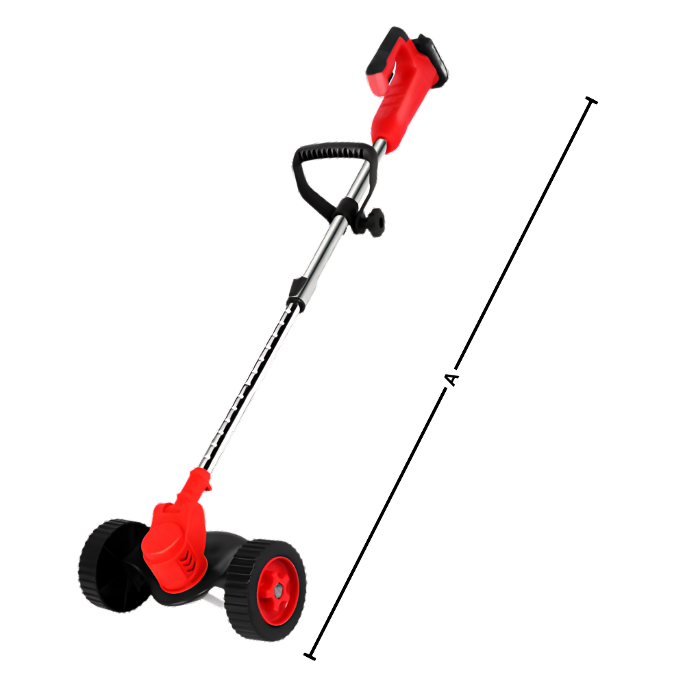 Corte-bordas sem fio 3 em 1 da First Deal, equipamento elétrico de jardim com lâmina e acessórios visíveis na imagem