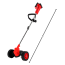 Corte-bordas sem fio 3 em 1 da First Deal, equipamento elétrico de jardim com lâmina e acessórios visíveis na imagem