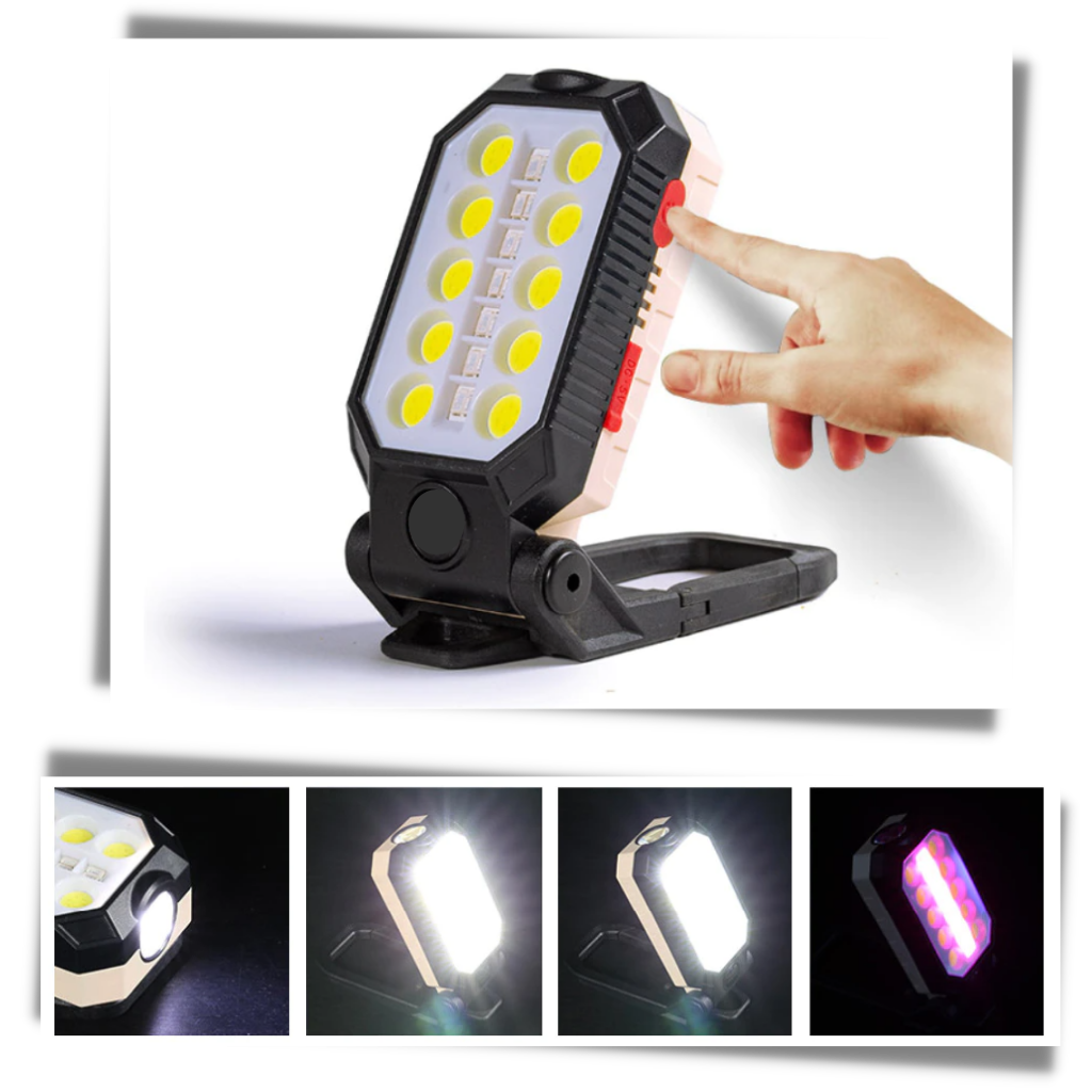 Lanterna de mão LED First Deal à prova d'água, ajustável, para atividades ao ar livre, com foco na luz e no corpo da lanterna.