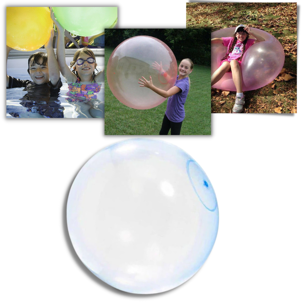 Estrutura inflável rosa com balão de bolhas mágicas da marca First Deal, ideal para diversão e eventos infantis.