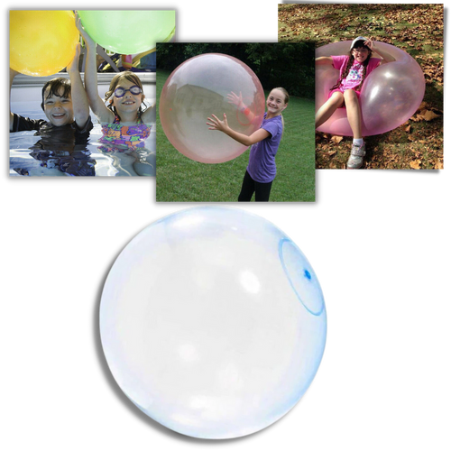 Estrutura inflável rosa com balão de bolhas mágicas da marca First Deal, ideal para diversão e eventos infantis.