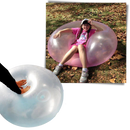 Estrutura inflável rosa da First Deal com balão de bolhas mágicas, ideal para diversão infantil.