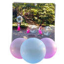 Estrutura inflável rosa com balão de bolhas mágicas, estrutura de brinquedo da marca First Deal para diversão ao ar livre.