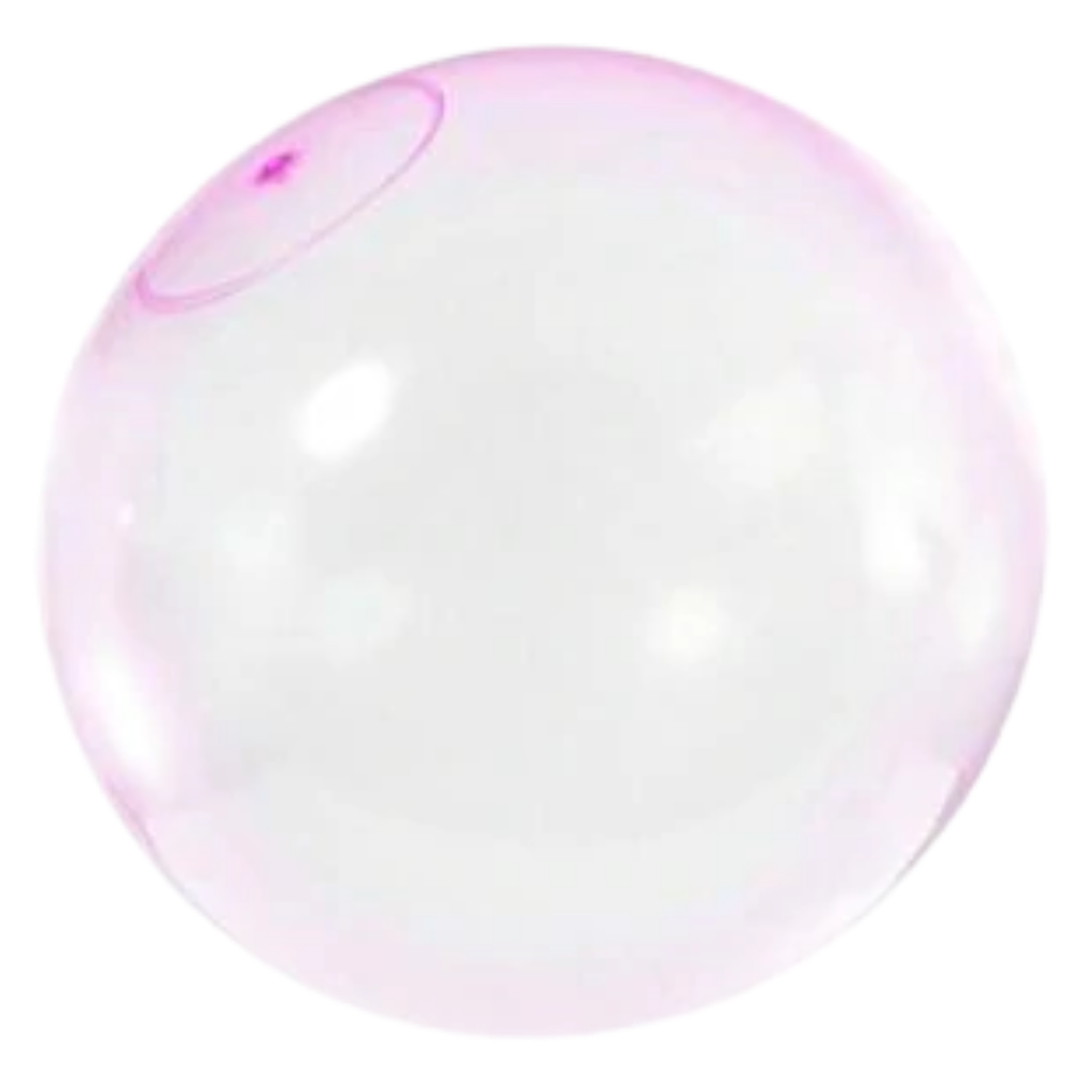 Estrutura inflável rosa com balão de bolhas mágicas da marca First Deal, ideal para diversão infantil.