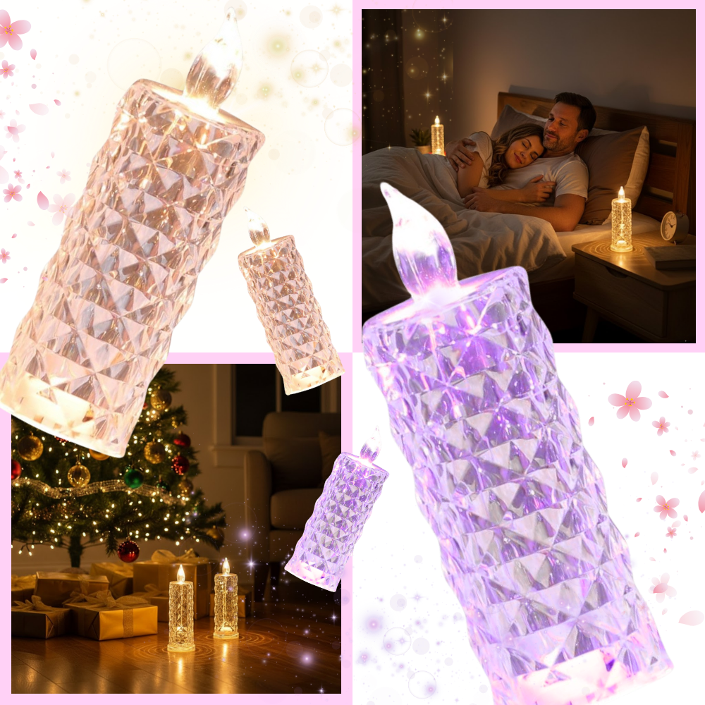 Vela decorativa de cristal LED sem chama da Night Light, lâmpada de vela sem fogo para decoração elegante.