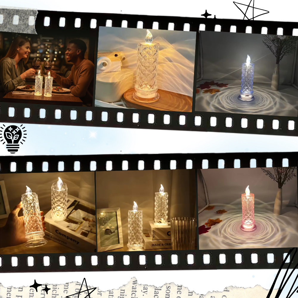 Vela decorativa de cristal LED sem chama da Night Light, com brilho suave e efeito de vela flameless para ambiente acolhedor.