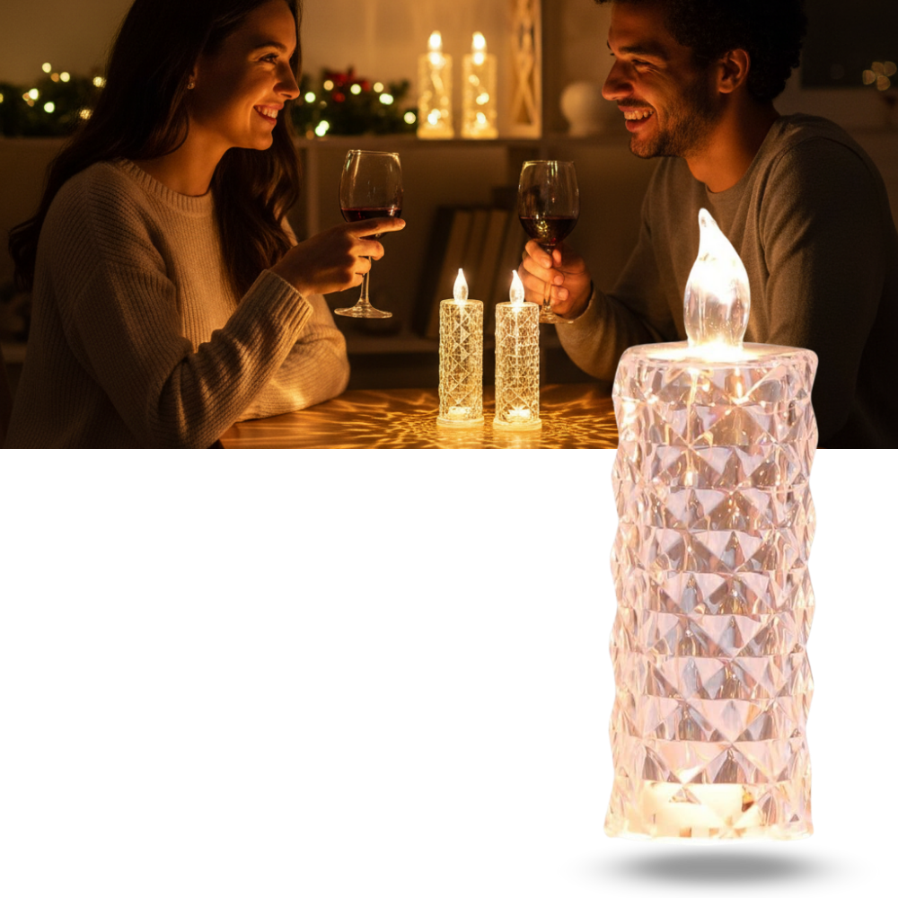 Vela decorativa de cristal LED sem chama da Night Light, iluminação suave e moderna para decoração de ambientes.
