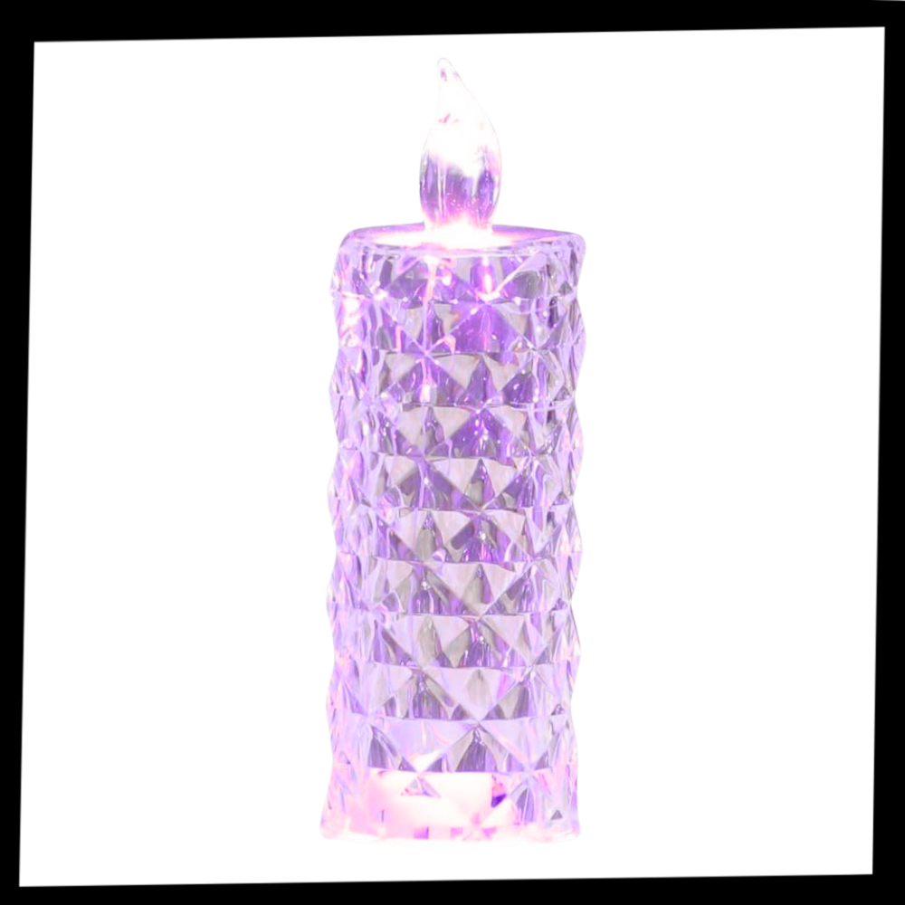 Vela decorativa de cristal sem chama da Night Light, com luz LED suave e design elegante para ambientação sofisticada.