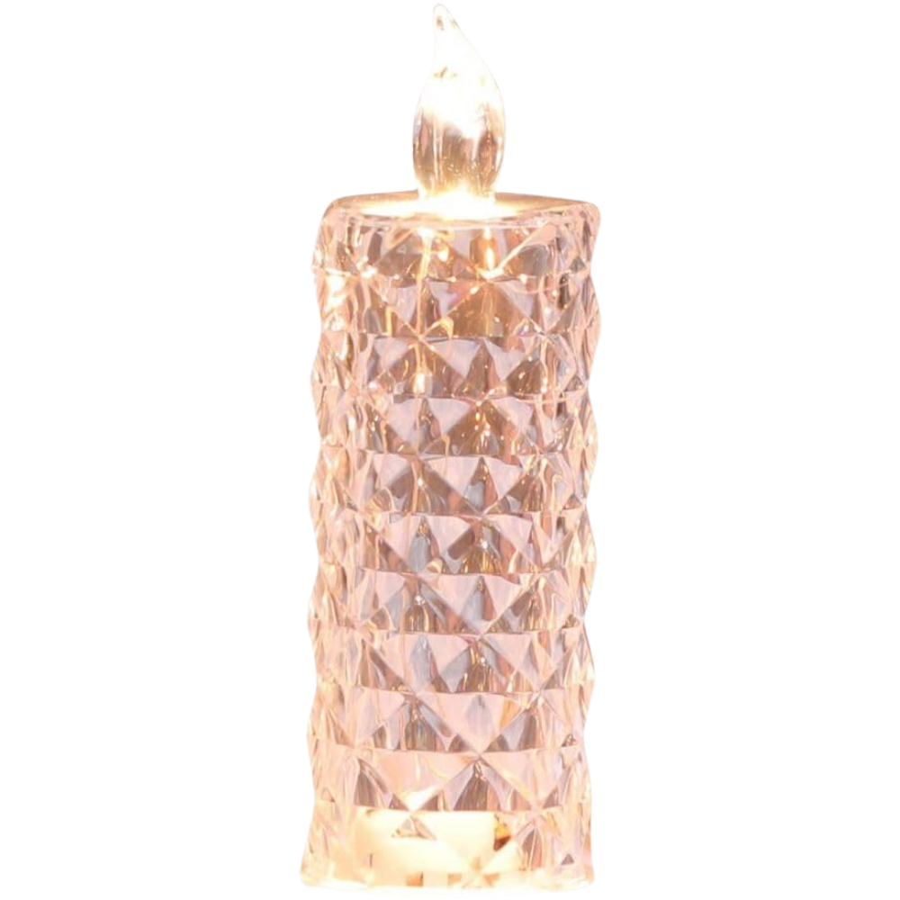Vela decorativa de cristal com LED sem chama da Night Light, luz branca quente e efeito de vela realista.