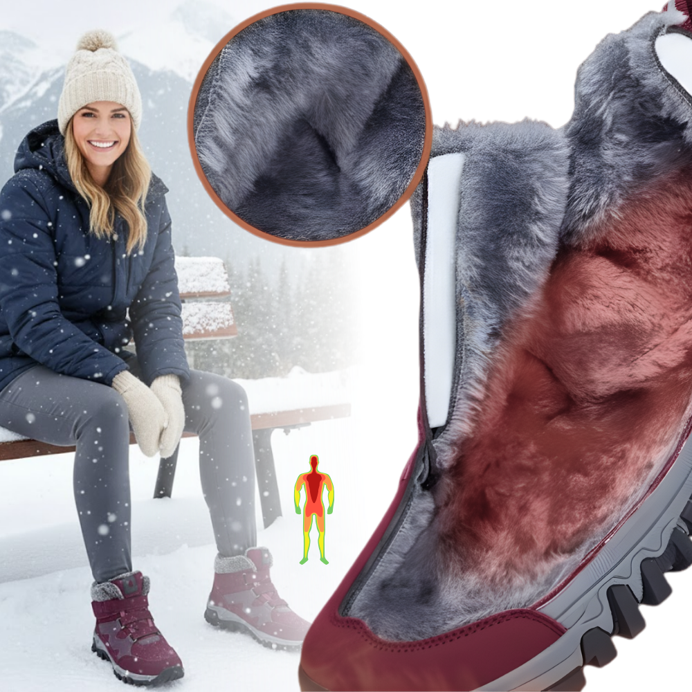 Bota de inverno quente da Qiucdzi, com forro de fleece, ideal para atividades e esportes de inverno, resistente e confortável