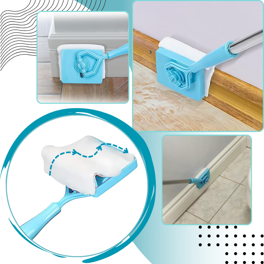 Escova de limpeza flexível para rodapés da Aturustex, ideal para limpeza eficiente de paredes e cantos em casa.