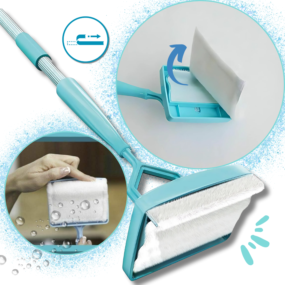 Escova de limpeza flexível para rodapés Aturustex, ferramenta reutilizável para limpeza eficiente de paredes e molduras em casa.
