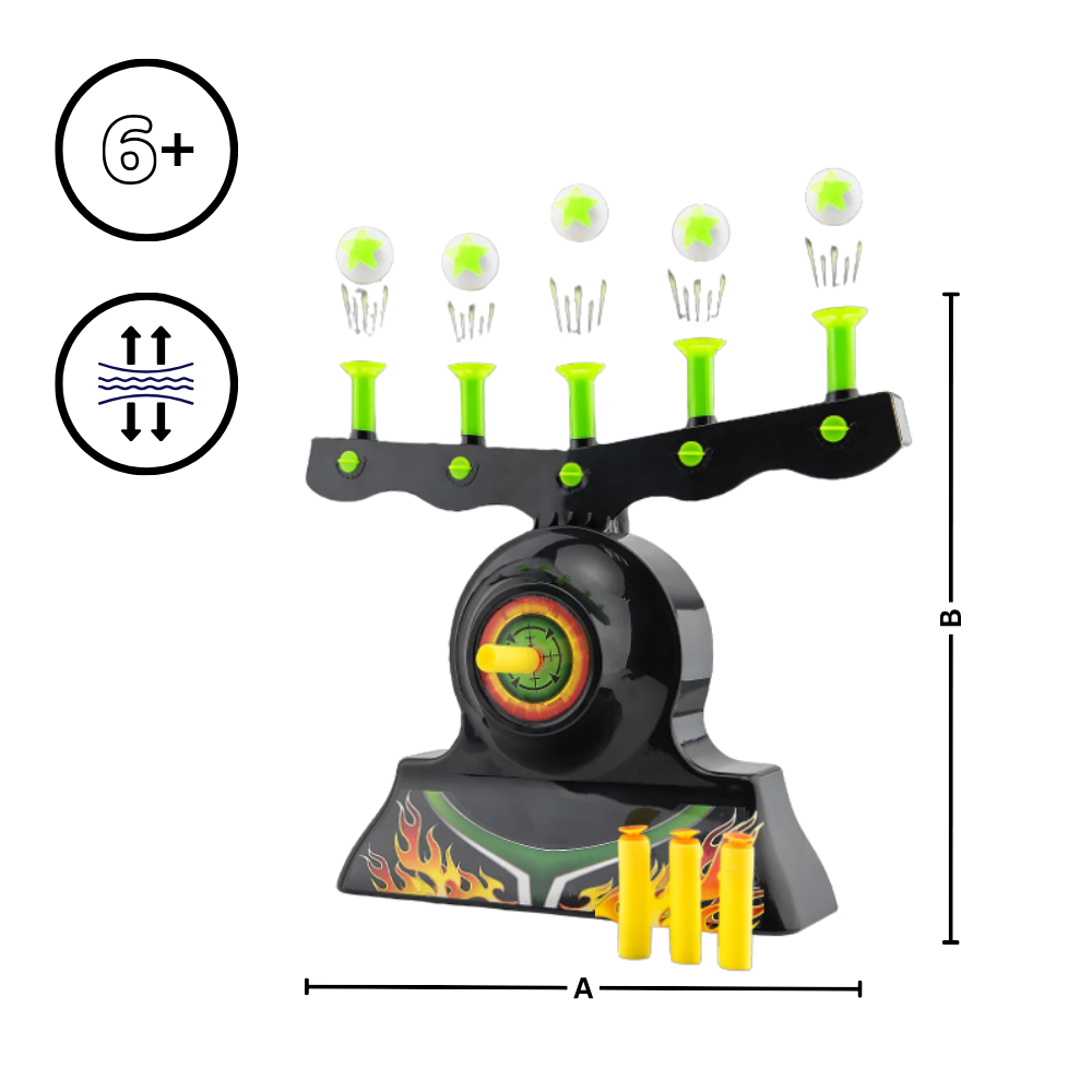 Brinquedo de tiro com bolas flutuantes luminosas da Ticoze, jogo de armas e gadgets para diversão com luzes brilhantes.