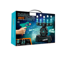 Jogo de tiro com bolas flutuantes luminosas da Ticoze, brinquedo de armas e gadgets com efeito de brilho azul no escuro.