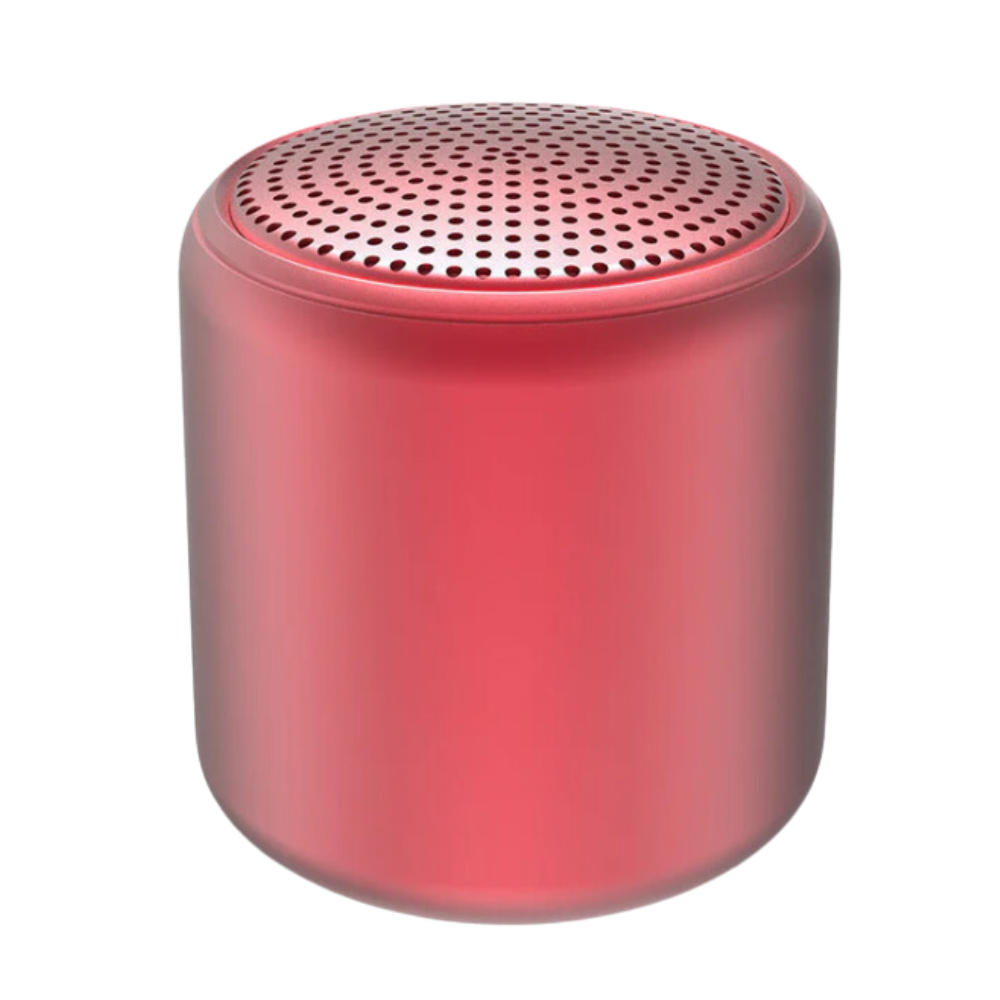 Mini caixa de som Bluetooth Floepx com graves profundos, componente de áudio em acabamento cinza cimento.